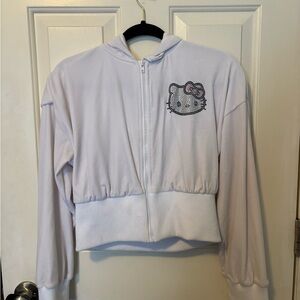 Forever 21 White Cropped Jacket with Elastic Waistband